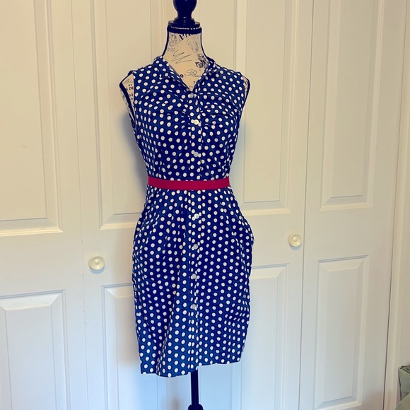 Classic Pin-Up Blue & White Polka Dot Pencil Press - Picture 1 of 5